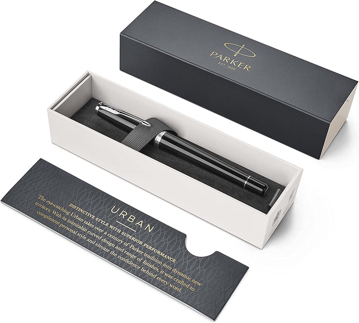 Parker Urban Fountain Pen, London Cab Black, Medium Nib with Blue Ink Refill (1931604),Black Cab - 3alababak