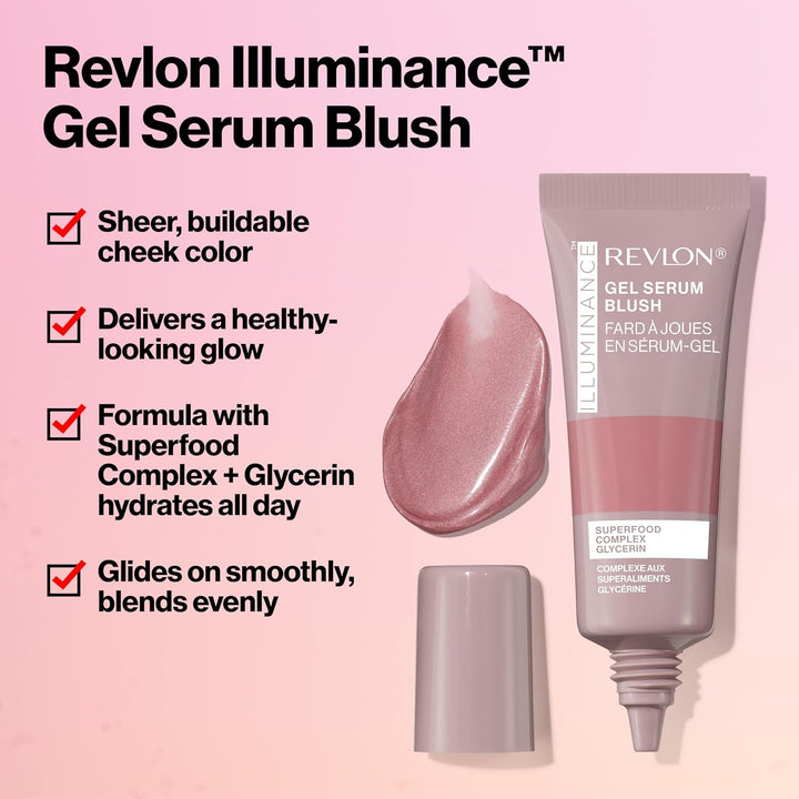 Revlon Illuminance Gel Serum Blush, Visibly Plump Cheeks, Dewy Finish and Hydrates All Day