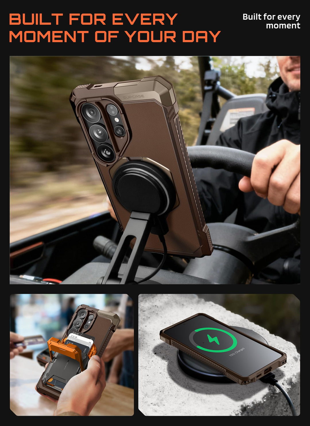غطاء SUPCASE لهاتف Samsung Galaxy S26 Ultra مع حامل مدمج، ولوحة خلفية شفافة من البولي كربونات، ومغناطيس قوي، ومتوافق مع MagSafe، وحماية فائقة المتانة، ومقاوم للانزلاق، بتصميم Unicorn Beetle Grip