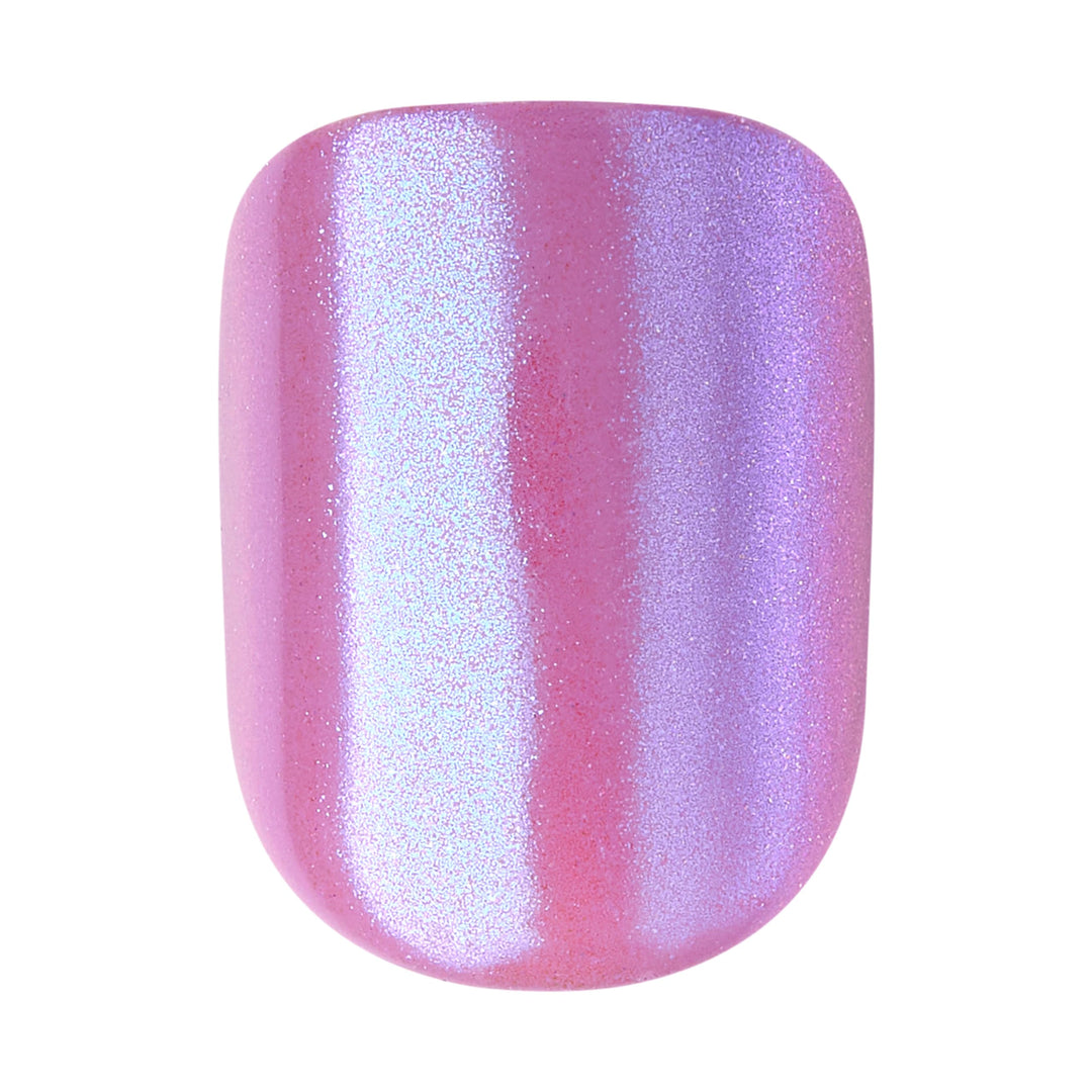 KISS colorFX by imPRESS Press On Nails , ‘Reconnect’, Solid Blue with Pearlescent Finish, Short Oval, New &amp; Improved Adhesive, Includes 30 Fake Nails, Prep Pad, 1 Manicure Stick, 1 Mini Nail File