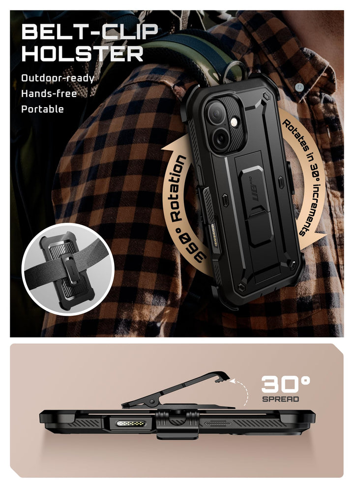 SUPCASE for iPhone Case, Belt Clip, Military-Grade Protection, Built-in Kickstand &amp; Screen Protector, Camera Control, Heavy-Duty Phone Case, Unicorn Beetle Pro