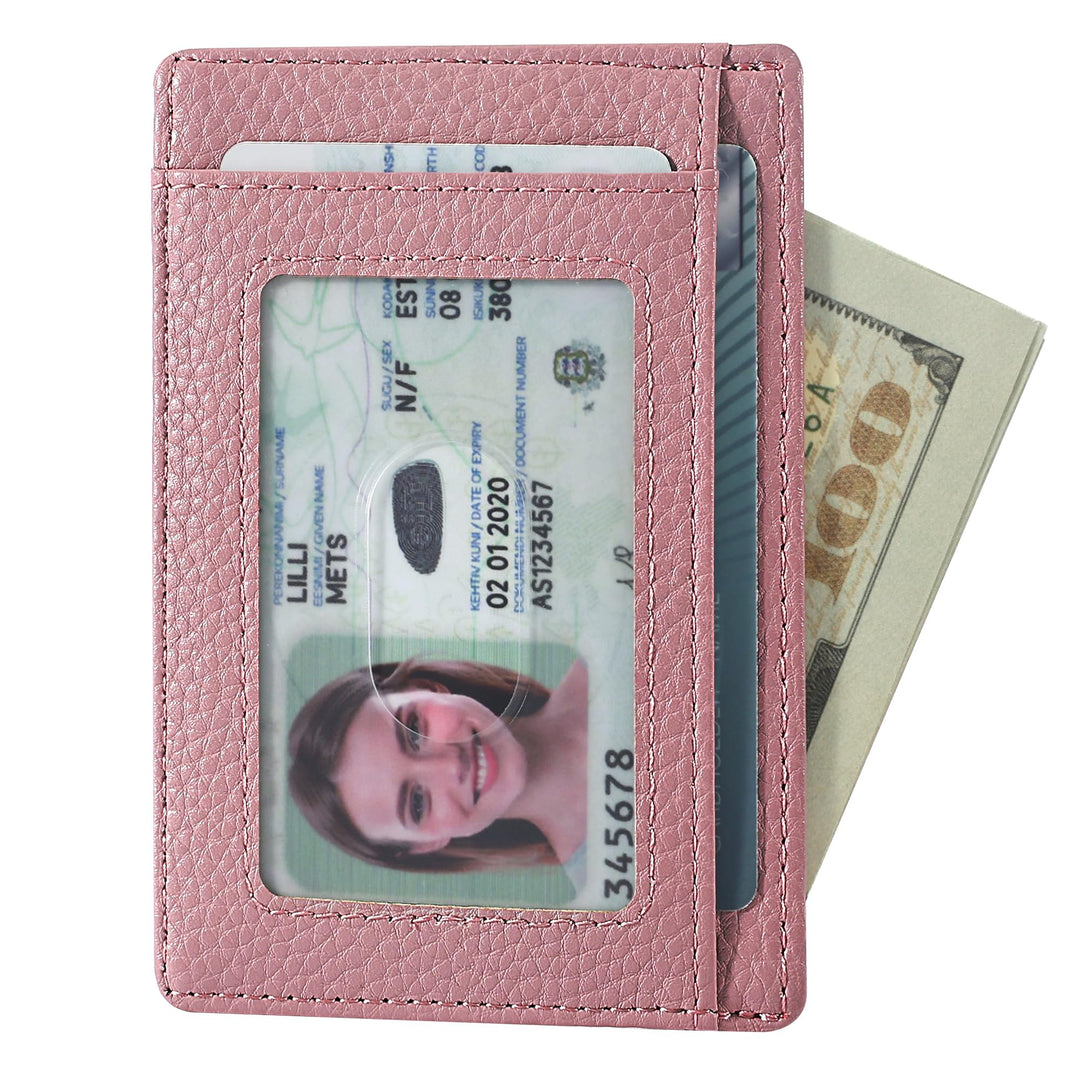 Travelambo Front Pocket Minimalist Leather Slim Wallet RFID Blocking Medium Size