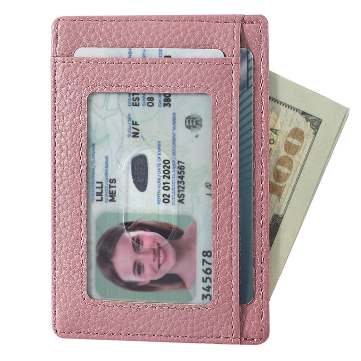 Travelambo Front Pocket Minimalist Leather Slim Wallet RFID Blocking Medium Size