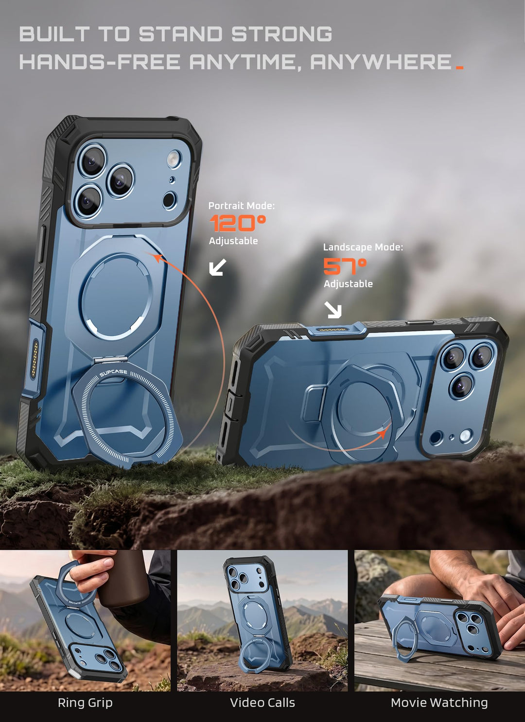 جراب SUPCASE لهاتف iPhone 18 Pro / iPhone 17 Pro، حماية فائقة مع واقي شاشة زجاجي، زر التحكم بالكاميرا، حامل مغناطيسي، متوافق مع MagSafe، جراب حماية كامل للجسم Unicorn Beetle Grip Pro