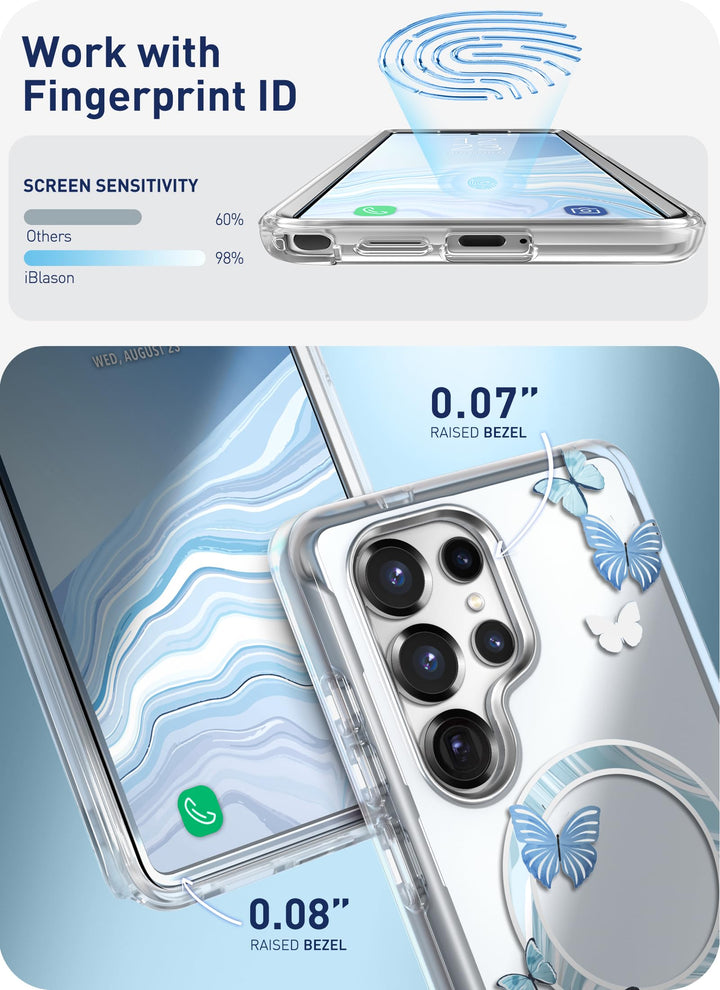 i-Blason Cosmo for Samsung Galaxy S25 Ultra Case MagSafe with Built-in Screen Protector [Support Fingerprint ID & Wireless Charger] Full-Body Slim Style Magnetic Phone Case for S25 Ultra