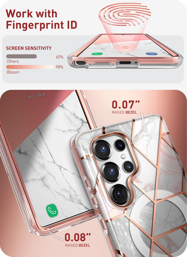 i-Blason Cosmo for Samsung Galaxy S25 Ultra Case MagSafe with Built-in Screen Protector [Support Fingerprint ID & Wireless Charger] Full-Body Slim Style Magnetic Phone Case for S25 Ultra