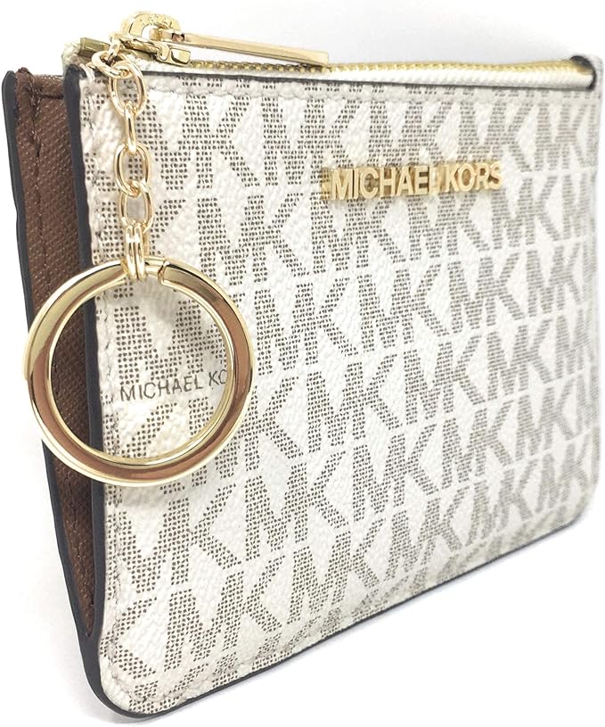 Michael Kors Jet Set Travel Small Top Zip Coin Pouch with ID Holder Saffiano Leather Multiple Colors!! Black With Silver Hardware