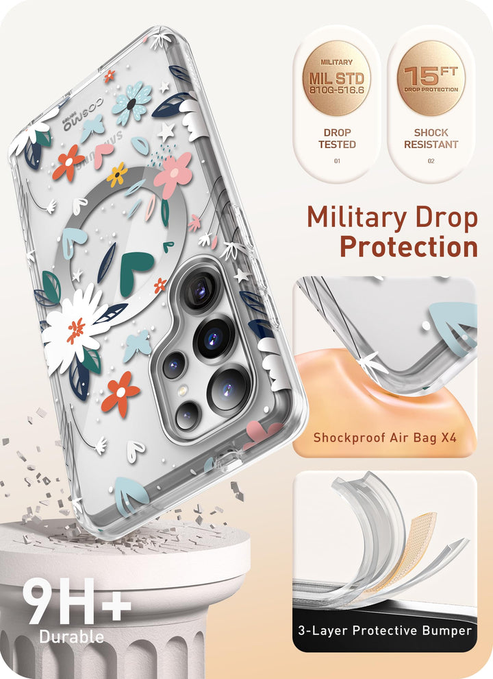 i-Blason Cosmo for Samsung Galaxy S25 Ultra Case MagSafe with Built-in Screen Protector [Support Fingerprint ID & Wireless Charger] Full-Body Slim Style Magnetic Phone Case for S25 Ultra