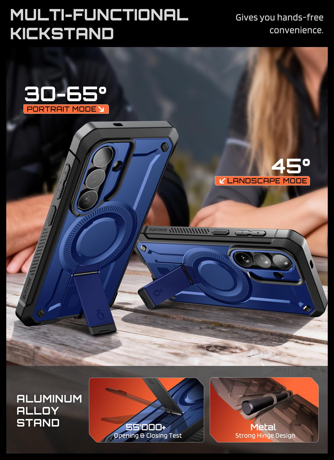 حافظة SUPCASE لسلسلة Samsung Galaxy S26 مزودة بحامل مدمج، وحماية بمعيار عسكري، ومتوافقة مع MagSafe، ومشبك حزام قابل للفصل، وواقي شاشة وإطار أمامي مدمجين، UBPro Mag