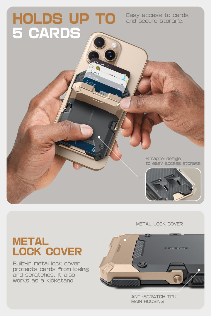 SUPCASE for MagSafe Wallet with Adjustable Stand, Hold 5 Cards, RFID Blocking, Strong Magnetic Lock, Magnetic Wallet for Men, Phone Card Holder Tripod for iPhone 18/17/16/15/14/13/12 Series