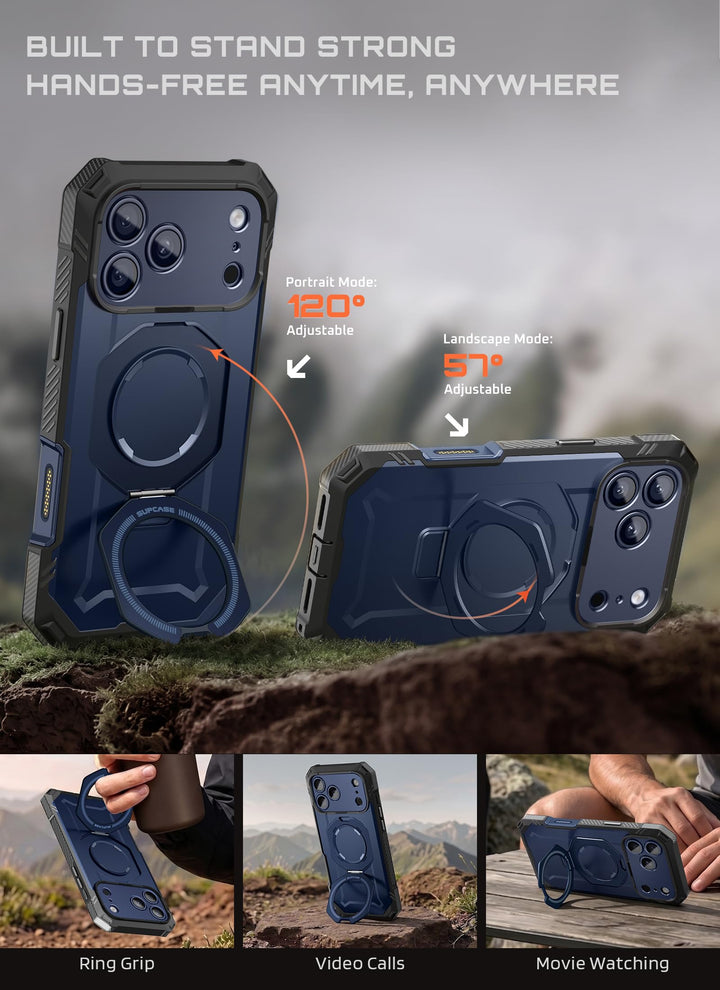جراب SUPCASE لهاتف iPhone 18 Pro / iPhone 17 Pro، حماية فائقة مع واقي شاشة زجاجي، زر التحكم بالكاميرا، حامل مغناطيسي، متوافق مع MagSafe، جراب حماية كامل للجسم Unicorn Beetle Grip Pro