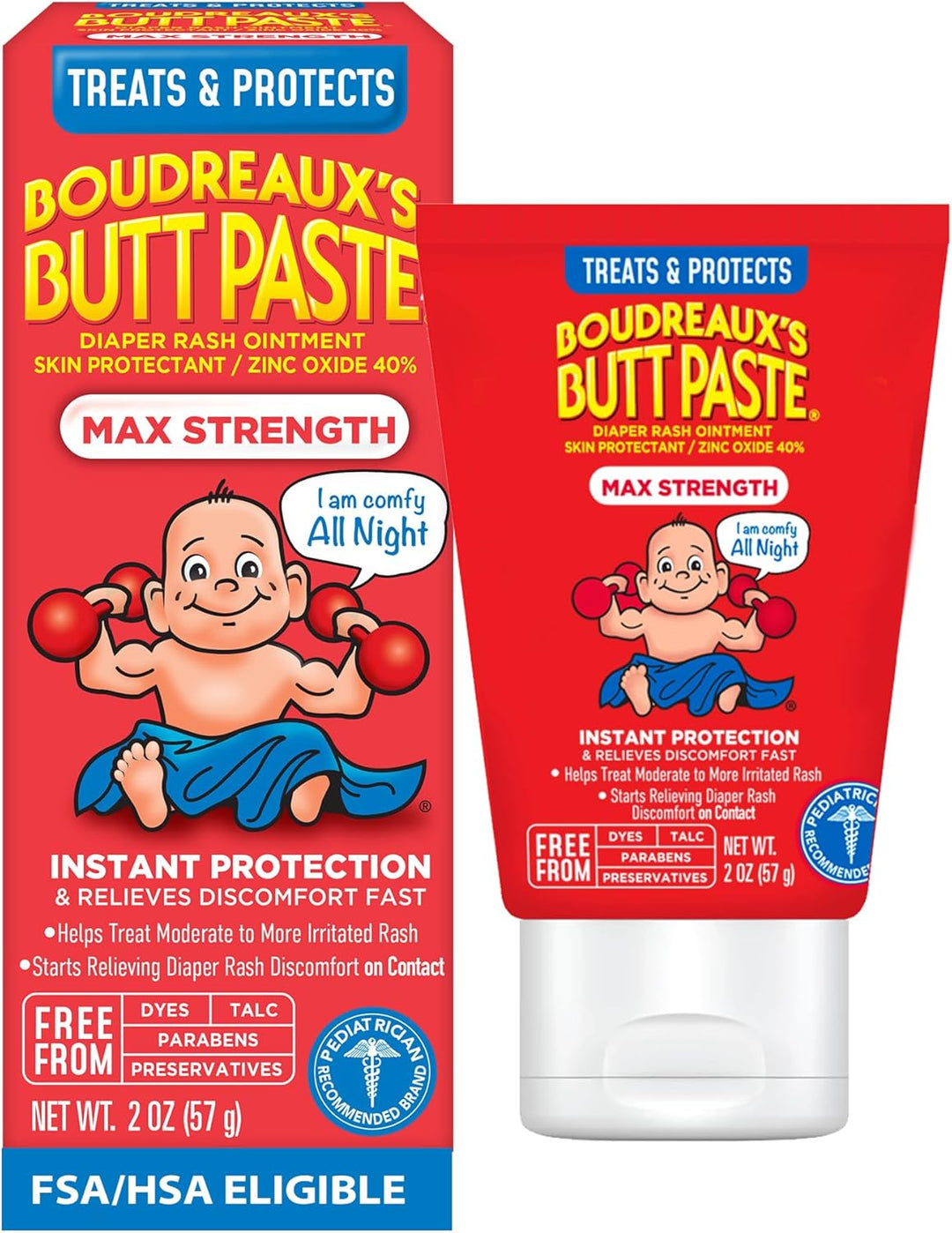 Boudreaux's Butt Paste Maximum Strength Diaper Rash Cream, Ointment for Baby