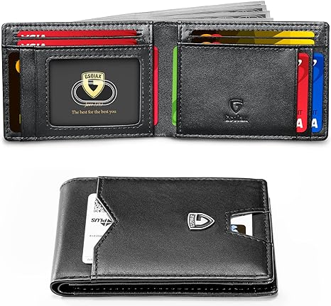 GSOIAX Slim Wallet for Men, Genuine Leather Mens wallets