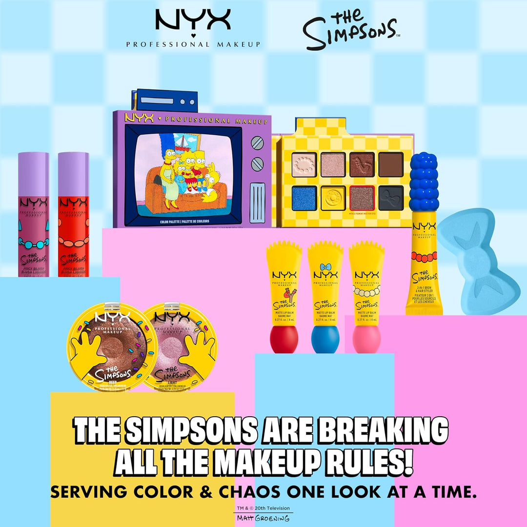 بلسم الشفاه المطفي سموشي من NYX PROFESSIONAL MAKEUP، مكياج شفاه قابل للبناء ومموّه، بالتعاون مع ذا سيمبسونز، نباتي ولم يختبر على الحيوانات