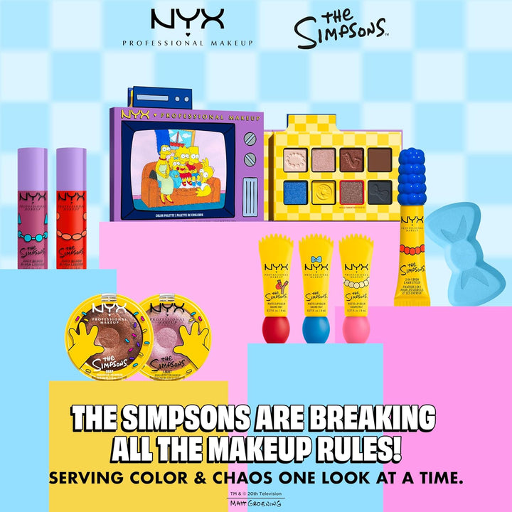 بلسم الشفاه المطفي سموشي من NYX PROFESSIONAL MAKEUP، مكياج شفاه قابل للبناء ومموّه، بالتعاون مع ذا سيمبسونز، نباتي ولم يختبر على الحيوانات