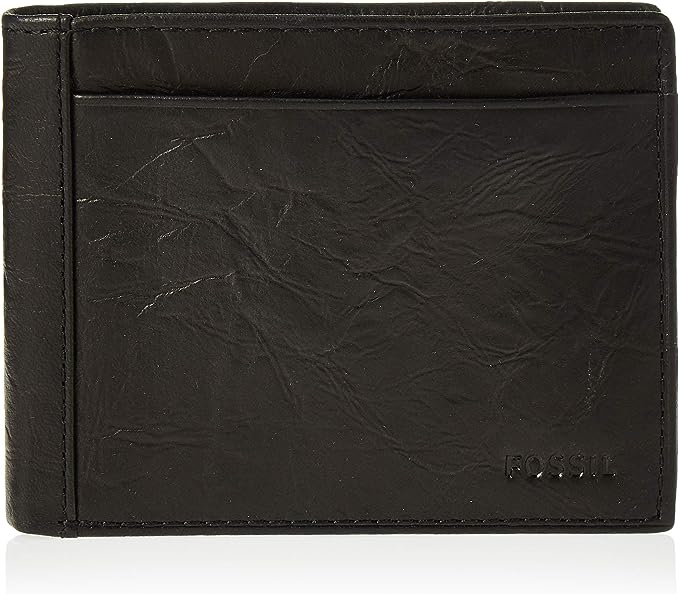 Fossil Men's Leather Bifold Wallet with Flip ID Window ML3899001, Neel Black