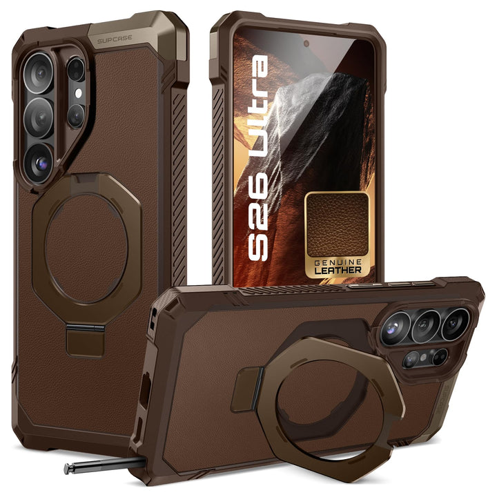 غطاء SUPCASE لهاتف Samsung Galaxy S26 Ultra مع حامل مدمج، ولوحة خلفية شفافة من البولي كربونات، ومغناطيس قوي، ومتوافق مع MagSafe، وحماية فائقة المتانة، ومقاوم للانزلاق، بتصميم Unicorn Beetle Grip