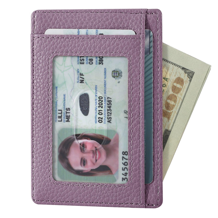 Travelambo Front Pocket Minimalist Leather Slim Wallet RFID Blocking Medium Size