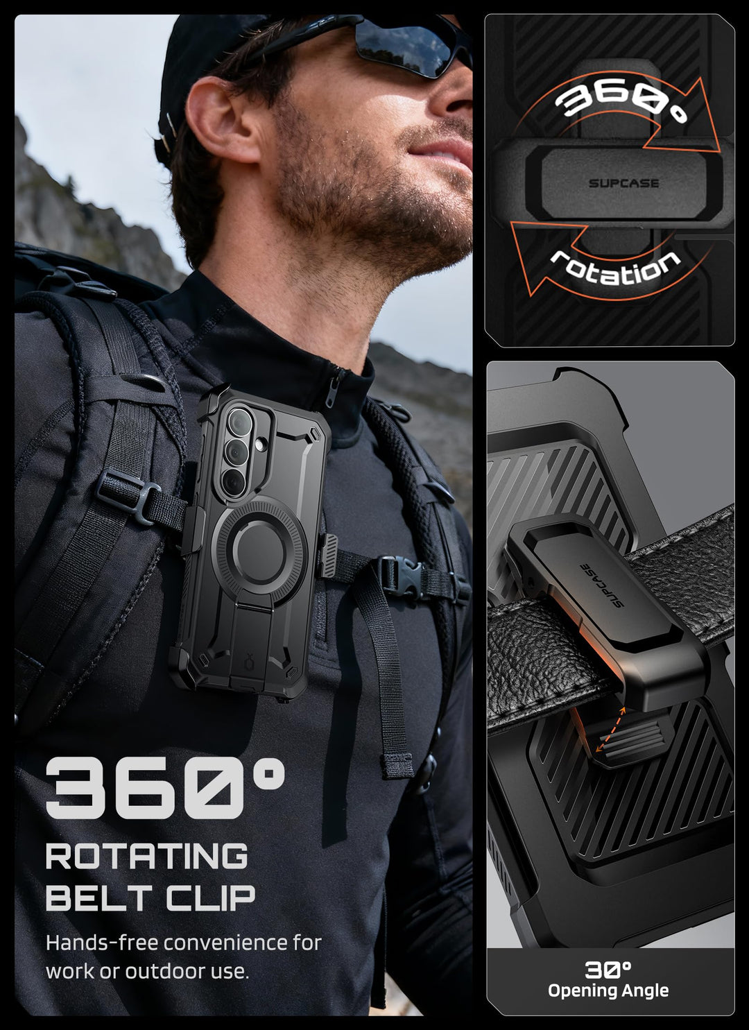 حافظة SUPCASE لسلسلة Samsung Galaxy S26 مزودة بحامل مدمج، وحماية بمعيار عسكري، ومتوافقة مع MagSafe، ومشبك حزام قابل للفصل، وواقي شاشة وإطار أمامي مدمجين، UBPro Mag