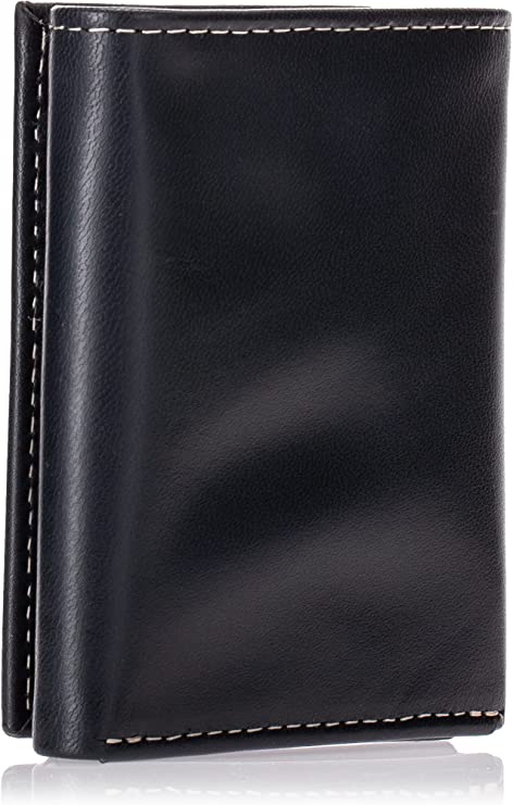 Timberland D87221 Men's Leather Trifold Wallet with Id Window - Black Cloudy - 3alababak