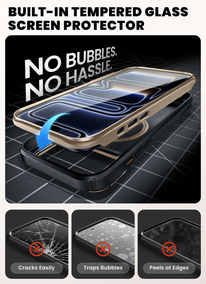 i-Blason Ares for iPhone 17 Pro Max Case with Stand [9H Tempered Glass Screen Protector][MagSafe Compatible] [Camera Control Button] Military-Grade Protection Full-Body Heavy Duty Magnetic Case