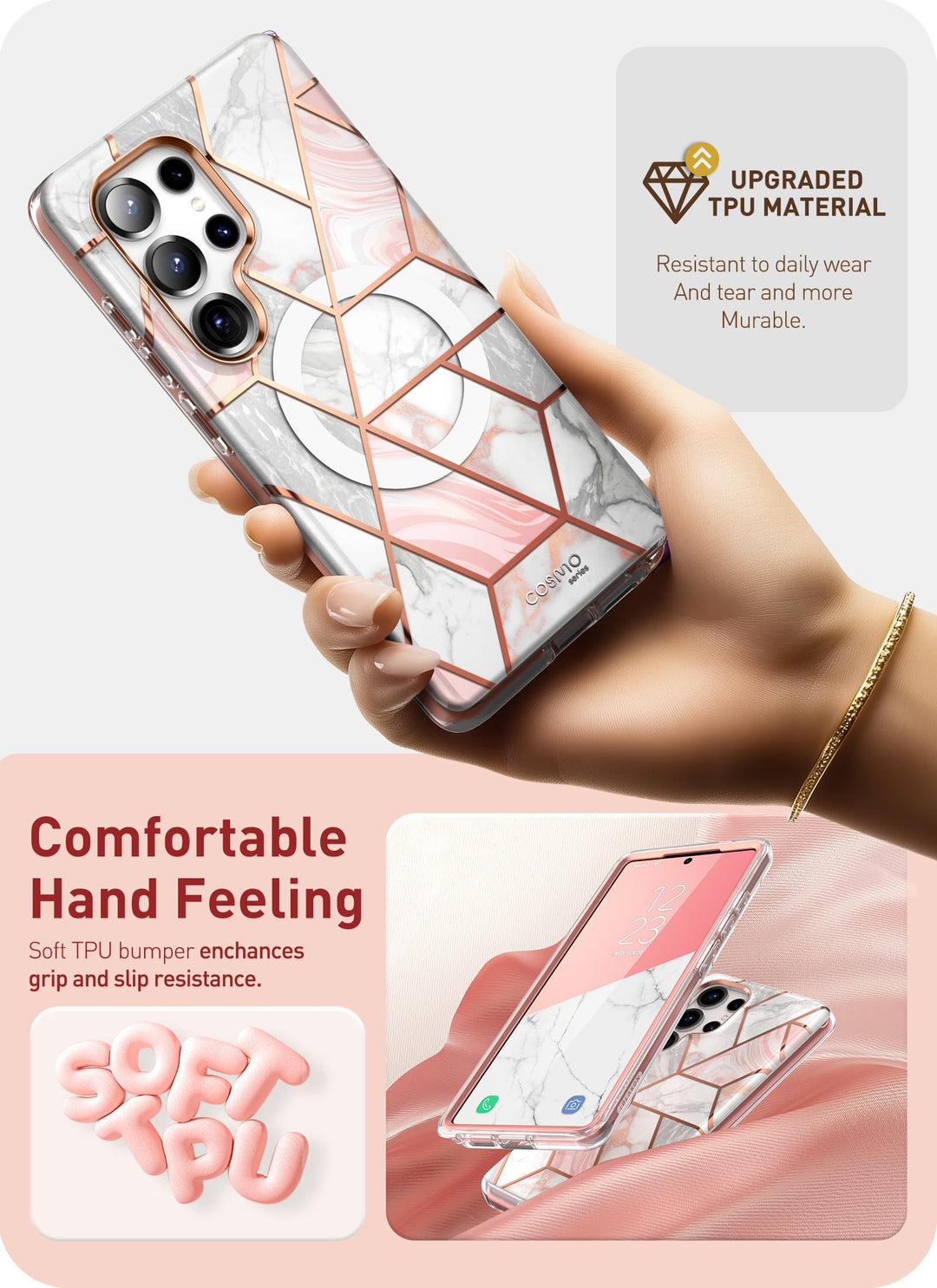 i-Blason Cosmo for Samsung Galaxy S25 Ultra Case MagSafe with Built-in Screen Protector [Support Fingerprint ID & Wireless Charger] Full-Body Slim Style Magnetic Phone Case for S25 Ultra