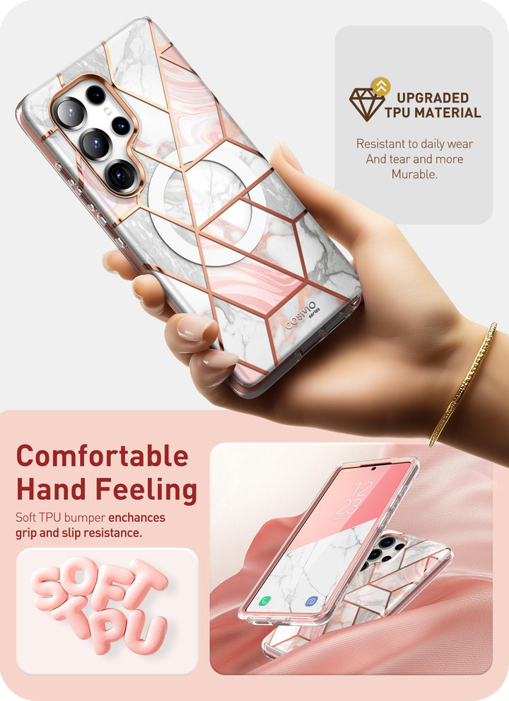 i-Blason Cosmo for Samsung Galaxy S25 Ultra Case MagSafe with Built-in Screen Protector [Support Fingerprint ID & Wireless Charger] Full-Body Slim Style Magnetic Phone Case for S25 Ultra