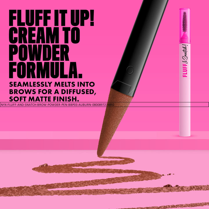 NYX PROFESSIONAL MAKEUP Fluff &amp; Snatch Brow Powder Pen, Cream To Powder Eyebrow Pen For Soft, Defined Brows, Smudge and Transfer-Resistant Formula