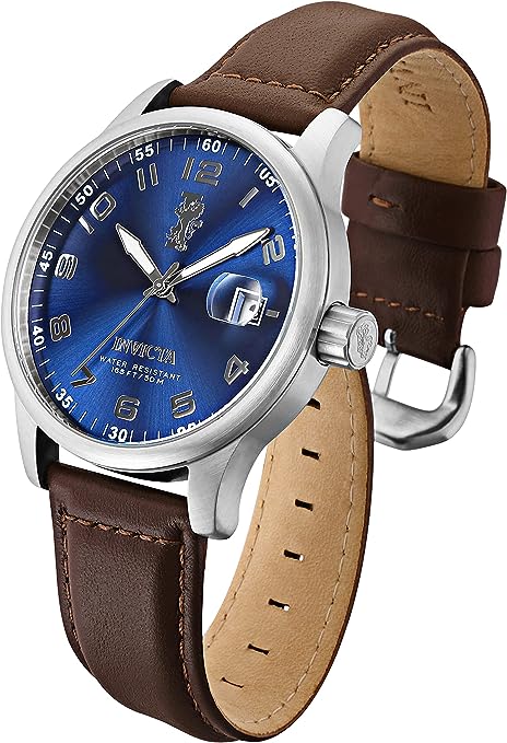 Invicta Men's I-Force 44mm Silver/Black/Blue Dial Stainless Steel Watch with Brown/Black Leather Band - 15254 - 3alababak