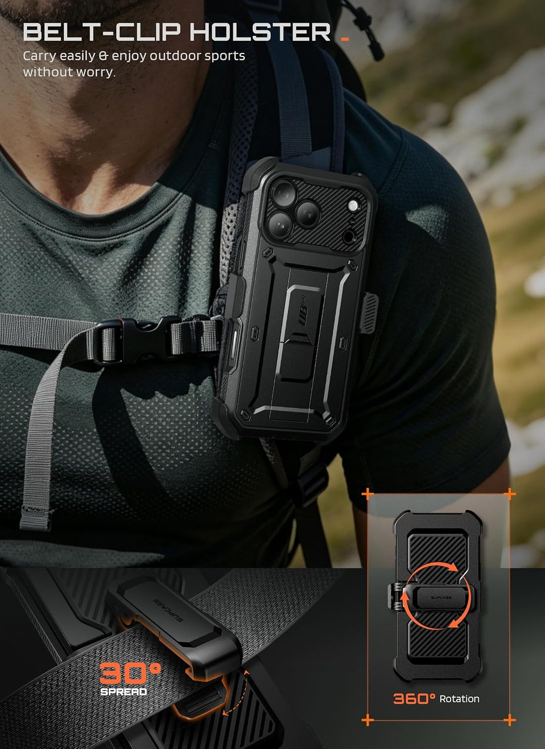 SUPCASE for iPhone Case, Belt Clip, Military-Grade Protection, Built-in Kickstand &amp; Screen Protector, Camera Control, Heavy-Duty Phone Case, Unicorn Beetle Pro