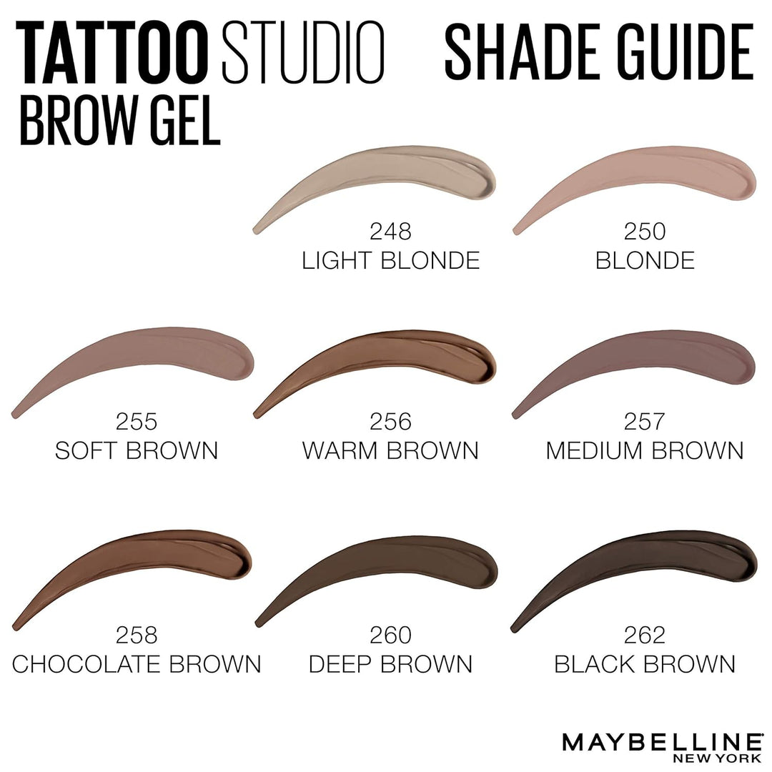 Maybelline TattooStudio Waterproof Eyebrow Gel Makeup, Soft Brown, 1 Count