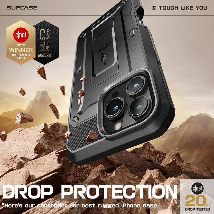 SUPCASE for iPhone 16 Pro Case with Screen Protector (Unicorn Beetle Pro), [Built-in Stand & Belt-Clip] [Military-Grade Protection] Full Body Heavy Duty Phone Case for iPhone 6.3 Inch 2024