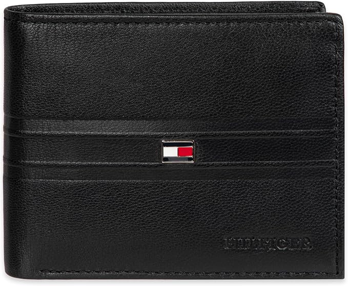 Tommy Hilfiger 31TL240015 Men’s Leather Bifold Wallet-Multiple Card Slots, ID Window, Compact
