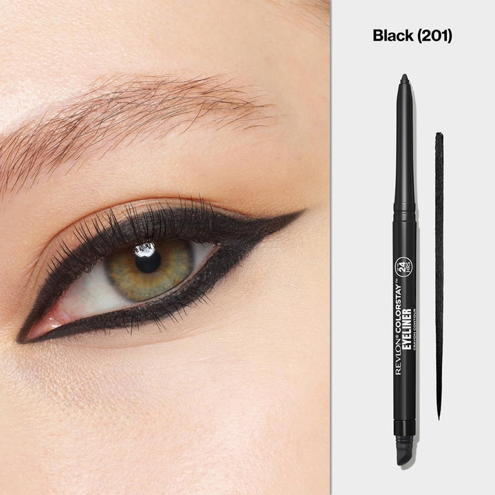 Revlon ColorStay Pencil Waterproof Eyeliner, Smudge-Proof, Eye Makeup with Built-In Sharpener, 201 Black, 0.01