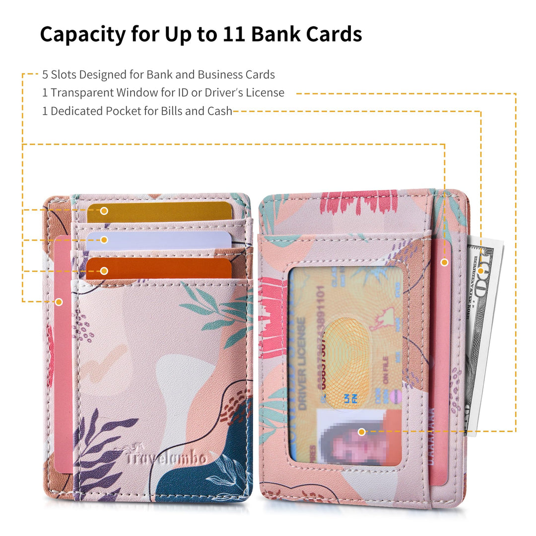 Travelambo Front Pocket Minimalist Leather Slim Wallet RFID Blocking Medium Size