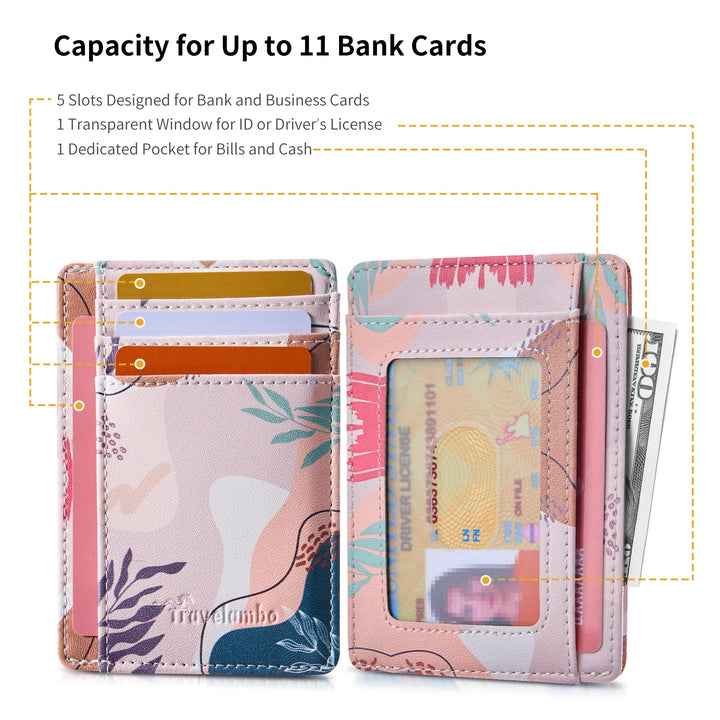 Travelambo Front Pocket Minimalist Leather Slim Wallet RFID Blocking Medium Size