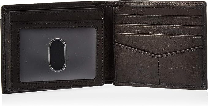 Fossil Men's Leather Bifold Wallet with Flip ID Window ML3899001, Neel Black