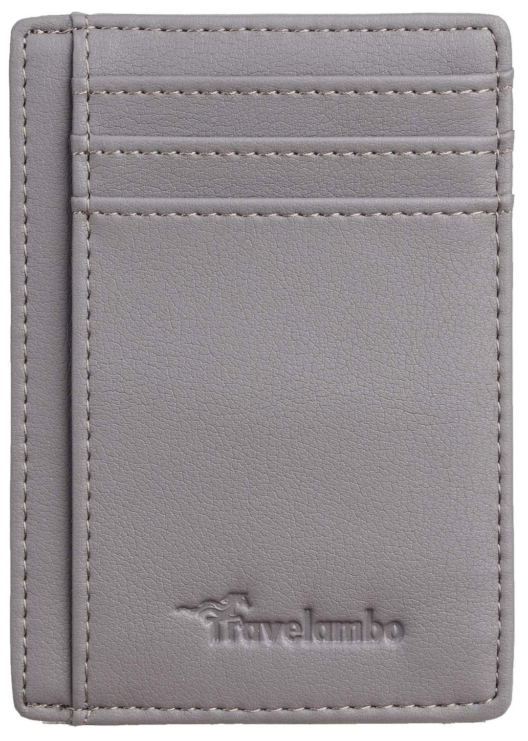 Travelambo Front Pocket Minimalist Leather Slim Wallet RFID Blocking Medium Size