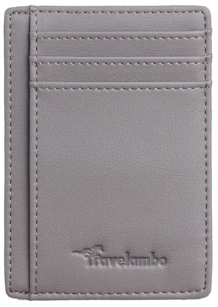 Travelambo Front Pocket Minimalist Leather Slim Wallet RFID Blocking Medium Size