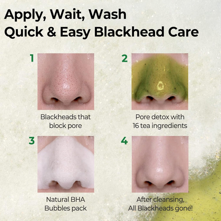 SOME BY MI Bye Bye Blackhead 30 Days Miracle Green Tea Tox Bubble Cleanser - 4.23 Oz, 120g - Made from Green Tea Extract - Mild Daily Face Wash for Removing Sebum and Blackheads - Korean Skin Care