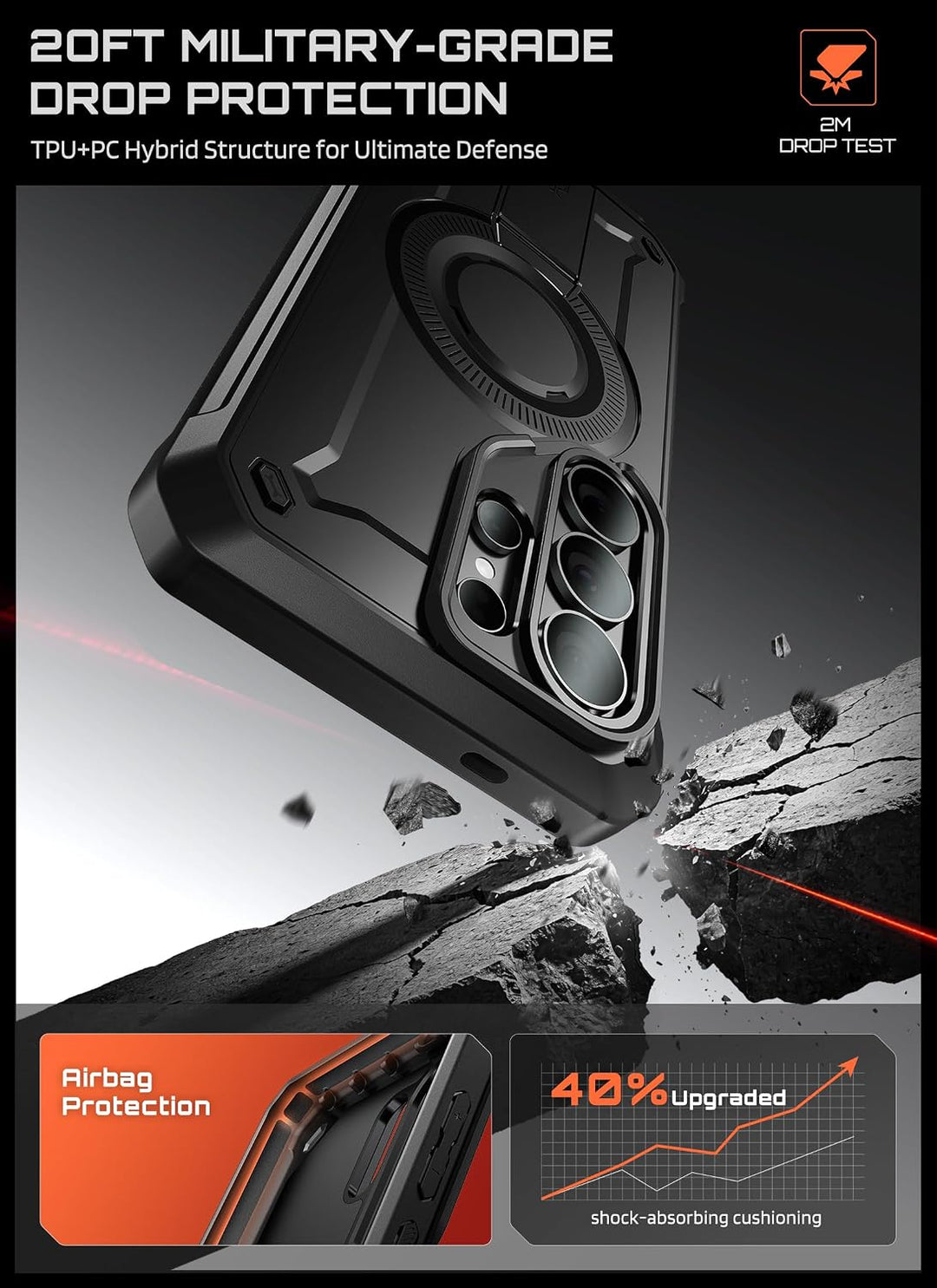 حافظة SUPCASE لسلسلة Samsung Galaxy S26 مزودة بحامل مدمج، وحماية بمعيار عسكري، ومتوافقة مع MagSafe، ومشبك حزام قابل للفصل، وواقي شاشة وإطار أمامي مدمجين، UBPro Mag