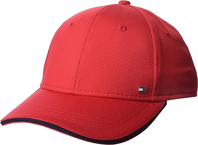 Tommy Hilfiger Men's Cotton Billy Adjustable Flap Baseball Cap, Apple RED, OS