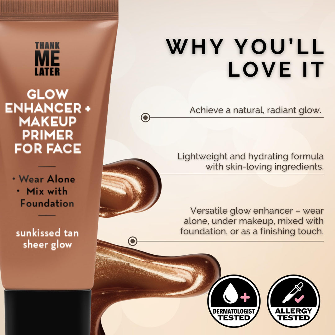 Elizabeth Mott Thank Me Later Glow Enhancer - Hydrating Face Primer &amp; Highlighter for Radiant Skin, Vegan &amp; Cruelty-Free, No Sulfates, Parabens, or Phthalates  - 30g