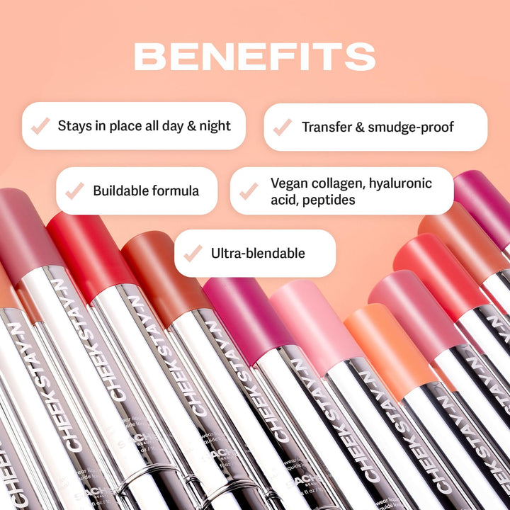 Sacheu Cheek STAY-N Liquid Blush for Cheeks — High Pigment, Buildable, Lightweight Cream Blush for Dewy &amp; Radiant Flushed Cheeks — Long-lasting &amp; Cruelty Free 0.34 Fl Oz