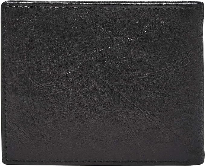 Fossil Men's Leather Bifold Wallet with Flip ID Window ML3899001, Neel Black - 3alababak