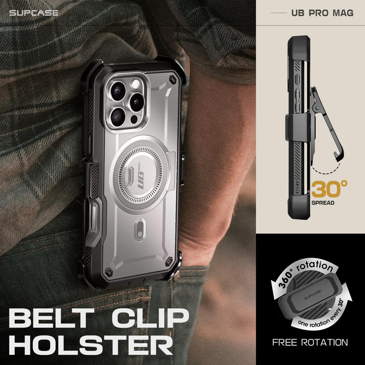 SUPCASE for iPhone 16 Pro Max Case with Stand (UBPro Mag), [Support MagSafe] [Built-in Screen Protector & Belt Clip] [Military-Grade Protection] Magnetic Phone Case for iPhone 16 Pro Max 6.9''