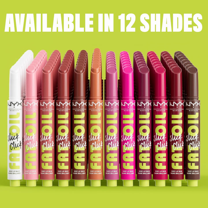 NYX PROFESSIONAL MAKEUP Fat Oil Slick Click, Lightweight, Buildable, Pigmented Vegan Lip Balm