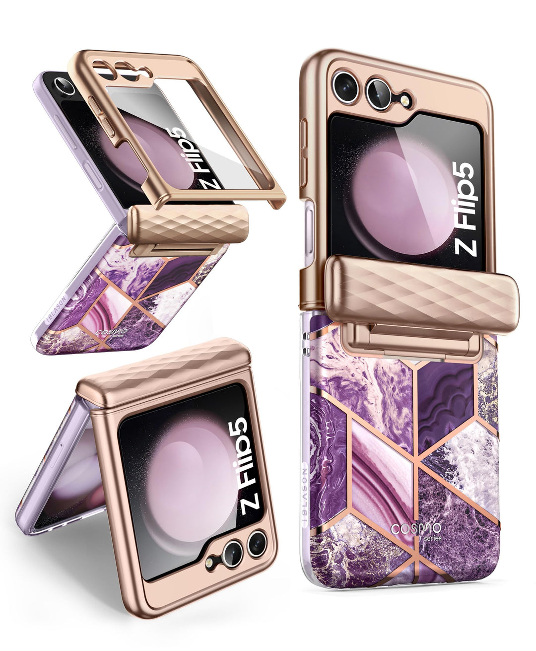 i-Blason Cosmo for Samsung Galaxy Z Flip 5 Case with Hinge Protection, [Built-in Front Screen Protector] Slim Stylish Protective Case