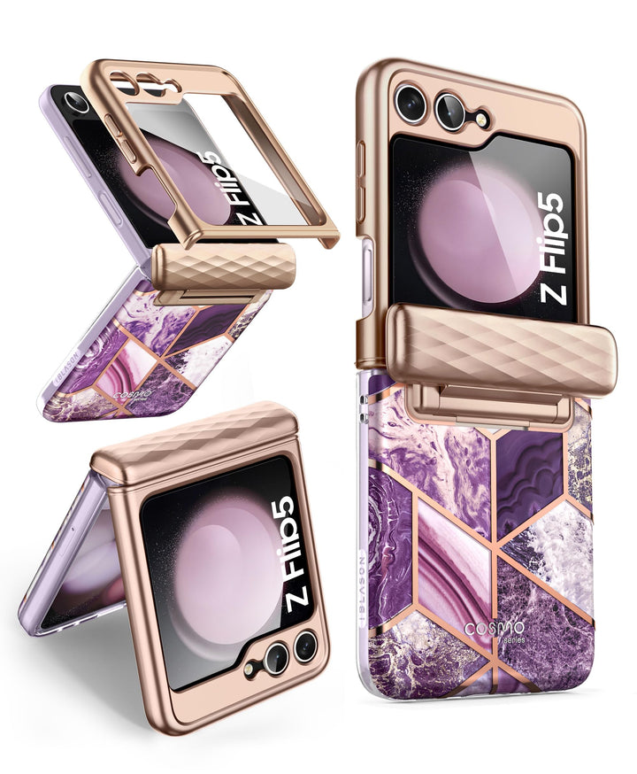 i-Blason Cosmo for Samsung Galaxy Z Flip 5 Case with Hinge Protection, [Built-in Front Screen Protector] Slim Stylish Protective Case