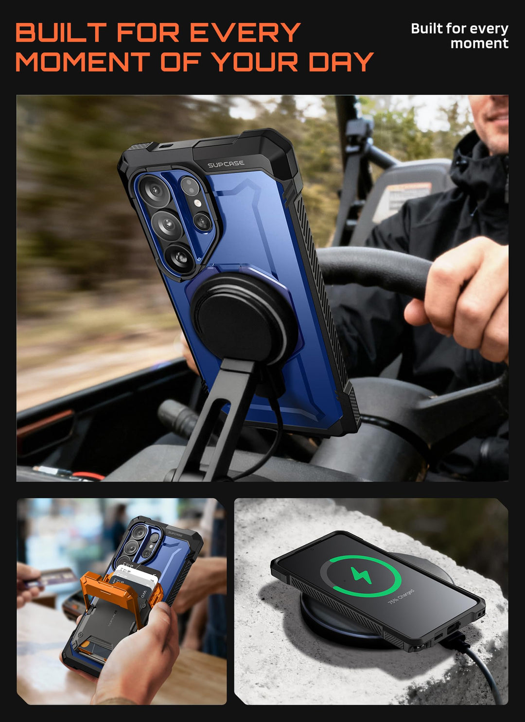 غطاء SUPCASE لهاتف Samsung Galaxy S26 Ultra مع حامل مدمج، ولوحة خلفية شفافة من البولي كربونات، ومغناطيس قوي، ومتوافق مع MagSafe، وحماية فائقة المتانة، ومقاوم للانزلاق، بتصميم Unicorn Beetle Grip